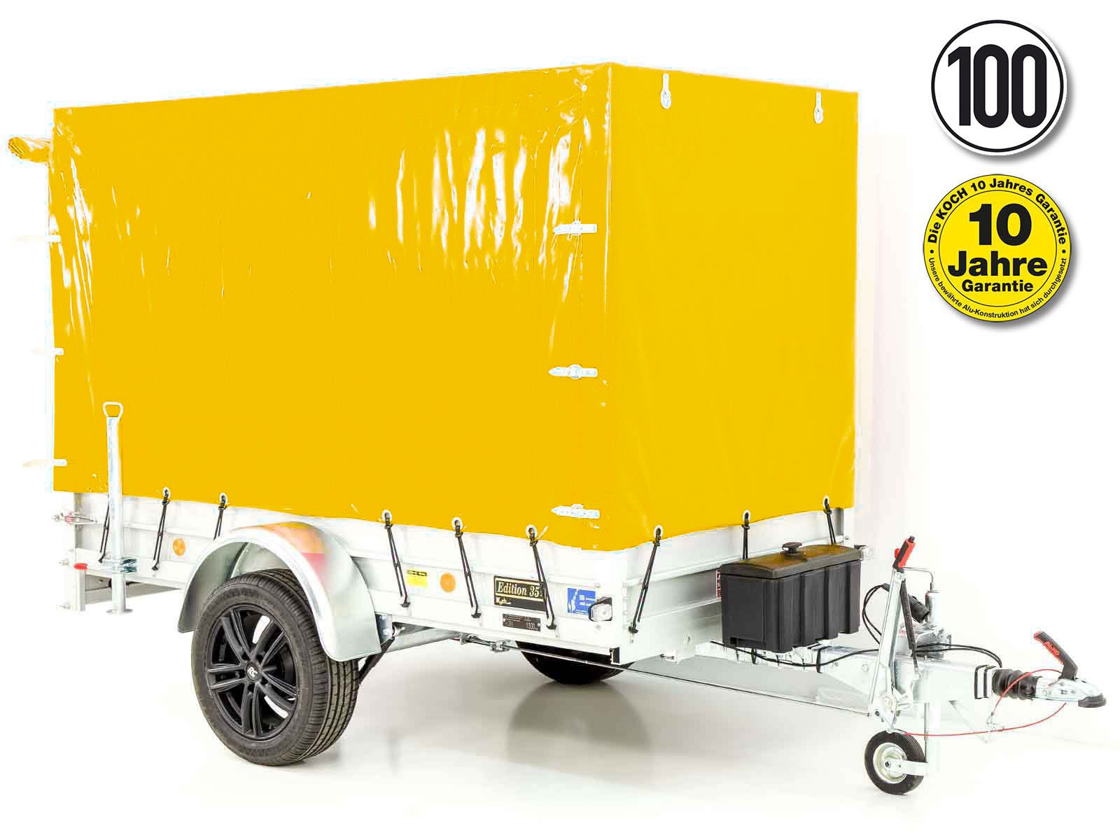 21mitplane-2.jpg Remorque 1300 kg | 125 x 250 cm | Bâche haute 160 cm Jaune | Type 4.13 – Image 1