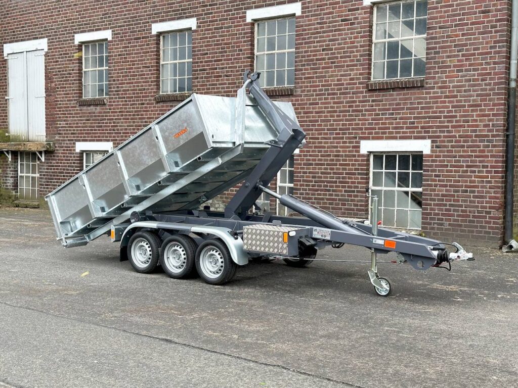 Remorque VEZEKO KONOS 35 | TRIDEM | BENNE DE 58 CM, 297 × 178 CM, 3 500 KG – CAMION-BENNE À BENNE DÉROULABLE